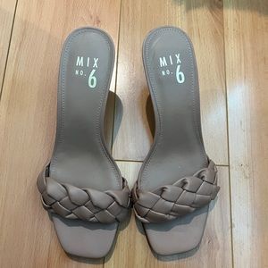 Braided strap slip on heel